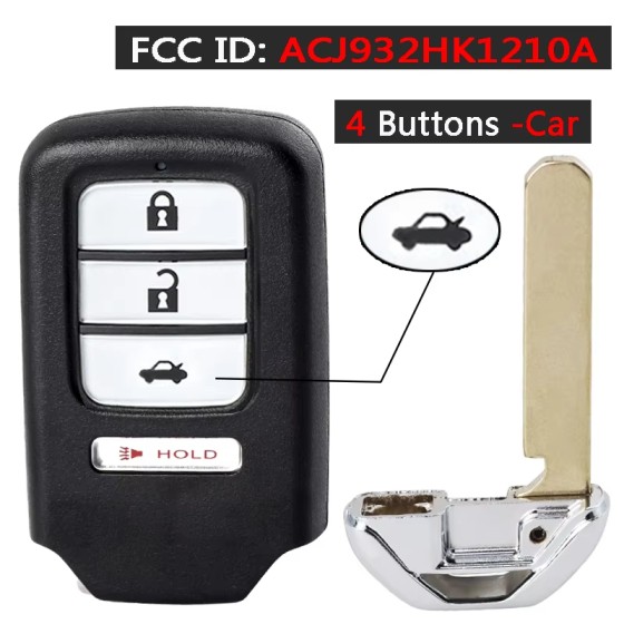 2013-2015 Honda Accord Civic / 4-Button Smart Key / PN: 72147-T2A-A01 / ACJ932HK1210A (AFTERMARKET)